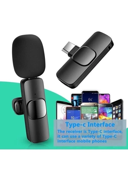 Torima 2 Adet Kablosuz Yaka Mikrofonu Typ-c 2'li Mini Mikrofon K9